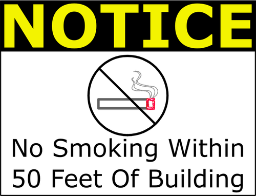صورة متجهة لعدم التدخين في غضون 50 قدما علامة