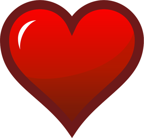 Coração vermelho com desenho vetorial de borda grossa marrom
