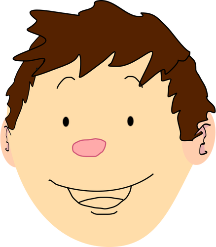 Grafică vectorială fericit băiat cu păr castaniu