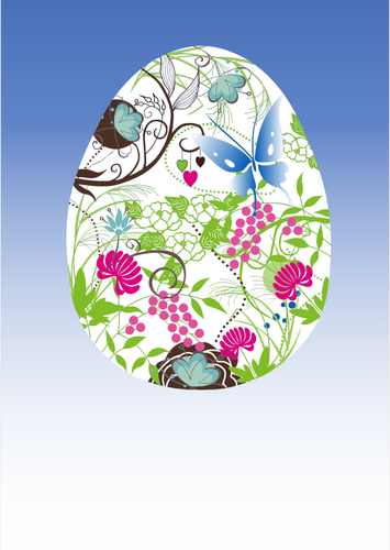 בתמונה וקטורית של ביצת הפסחא עם דפוס פרחוני