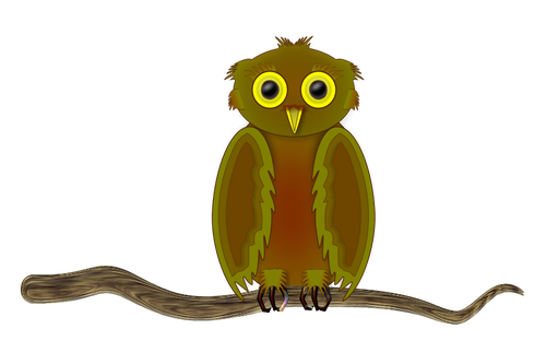 Owl on a branch cartoon image