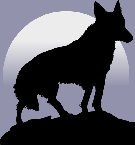 Silhueta de lobo em frente a imagem vetorial de lua