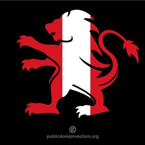 Heraldiska lionen med flagga Peru