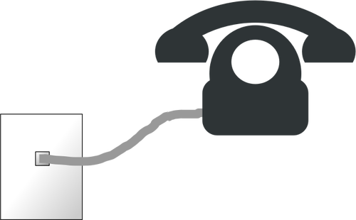 Telepon dan kabel ke dinding piring vektor gambar