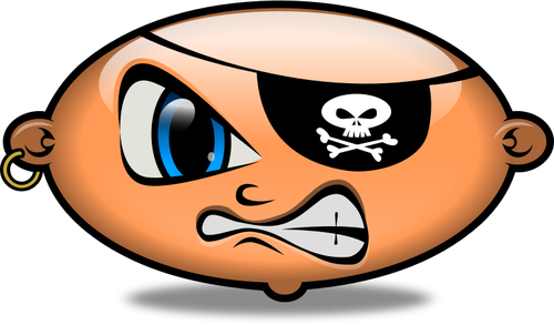 Vetor desenho de emoticon de vidro-estilo de uma personagem pirata zangado