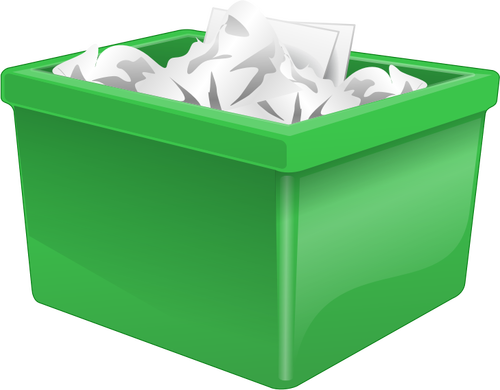 Grüne Kunststoff-Box, gefüllt mit Papier-Vektor-ClipArt