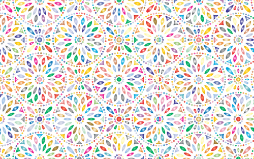 Prismatic flowery pattern with white background