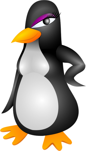 Vector illustration of upset female penguin