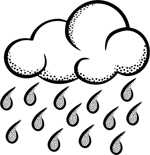 האיור וקטור של קו חושב אמנות ענן גשום