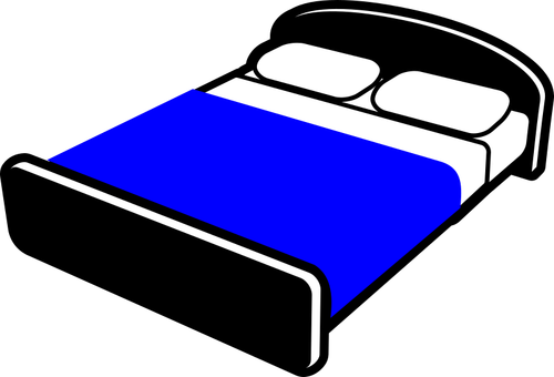 파란 담요와 침대