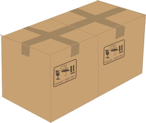 Vector afbeelding van 2 verzegelde kartonnen dozen naast elkaar