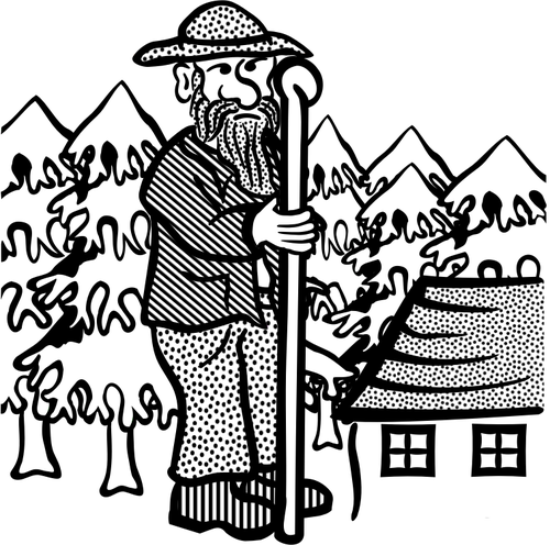 Clip art of old man with a shepherd