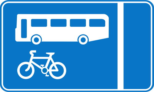Autobuzul şi biciclete banda informaţii trafic semn vector imagine