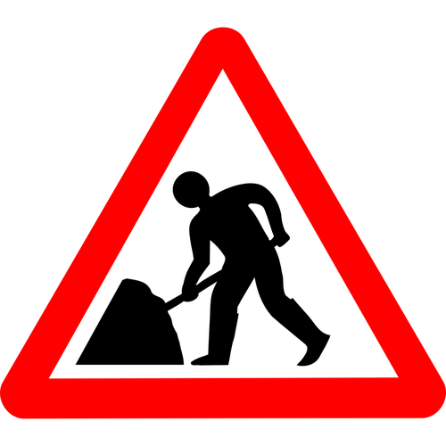 Travaux routiers avant AVERTISSEMENT signe dessin vectoriel à creuser