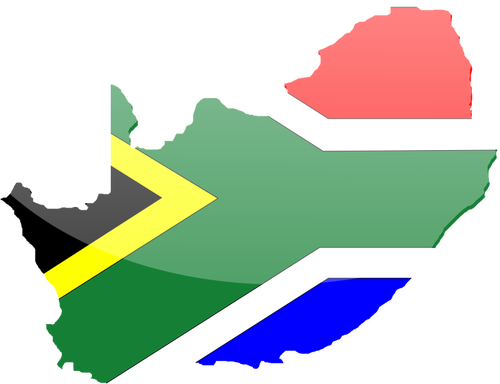 Vektorové grafiky tvaru země Jižní Afrikou vlajku