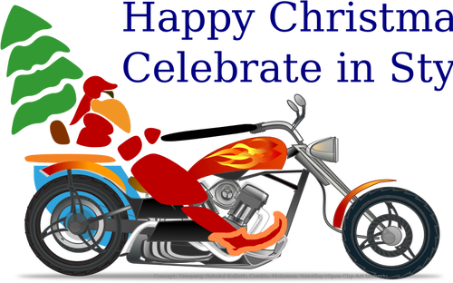 Santa the biker on chopper vector illustration