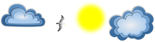 Möwe-Sonne und Wolken-Vektor-Bild
