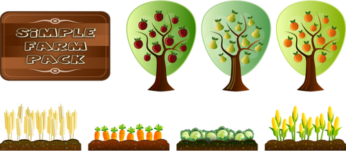 Векторное изображение пакета простых сельскохозяйственных культур