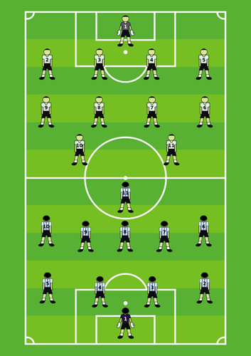 サッカーのフィールドと選手のベクトル画像