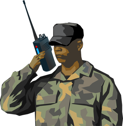 Asker walkie talkie radyo vektör çizim ile