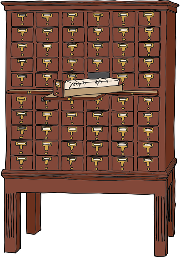 Vector graphics of wood library card catalog