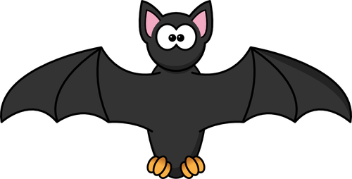 Cartoon bat with scary eyes vector illustration
