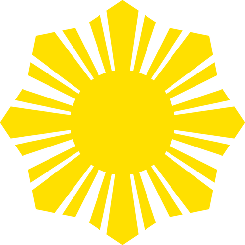 フィリピン フラグ黄色い太陽記号シルエット ベクトル画像