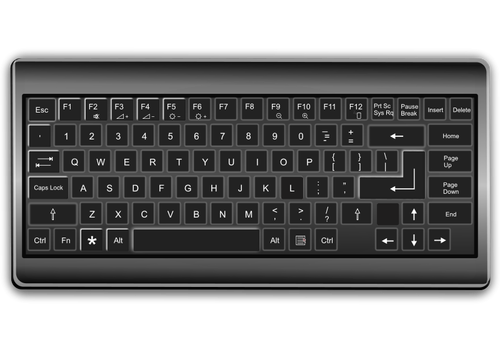 Siyah ve beyaz klavye ile gölge vektör görüntü