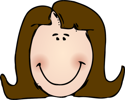 אישה עם שיער ארוך מחייך בתמונה וקטורית