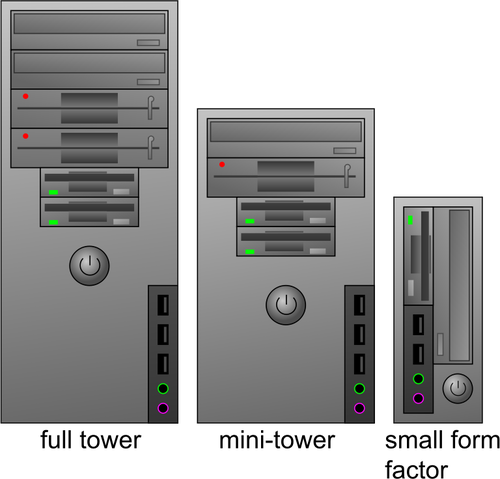 세 가지 유형의 색상에서 컴퓨터 케이스 벡터 클립 아트