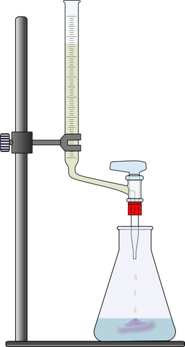Clip art del proceso de titulación de oxígeno con un vaso de precipitados de