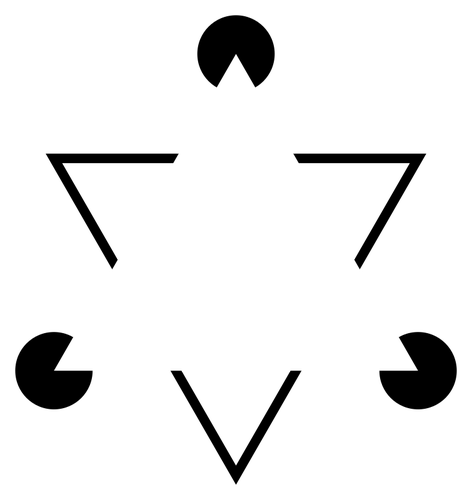 ClipArt vettoriali di famosa illusione ottica con tre figure di pacman