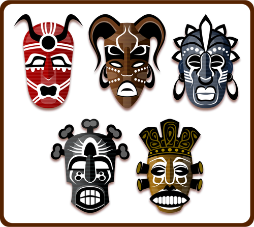 Vektorikuva afrikkalaisten naamioiden sarjasta