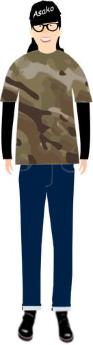 Vector de la imagen de moda hombre en camiseta con patrón de camuflaje
