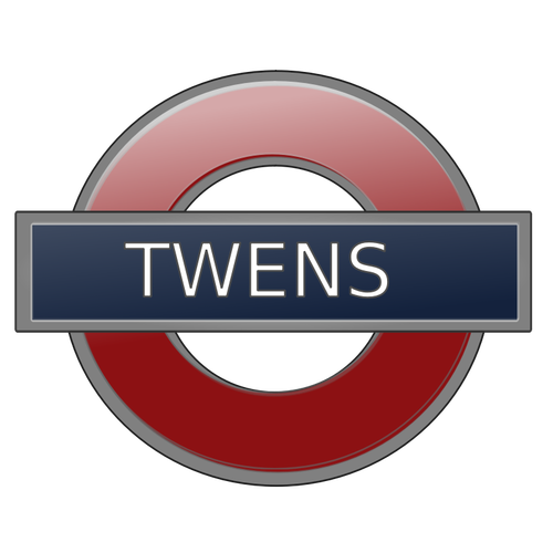 Signo de estación de metro de Londres para Twens vector de ilustración.