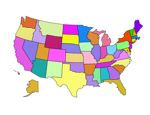 Immagine vettoriale della mappa degli Stati americani
