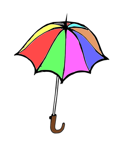 Cartoon vektorgrafik med färgglada paraply