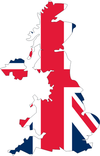 Storbritannias flagg med kart