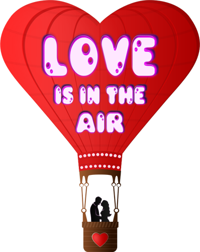 Ilustração em vetor de balão do dia dos namorados com letras de amor está no ar