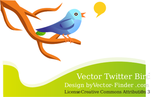 Pájaro de Twitter en una rama en gráficos de vectores de naturaleza