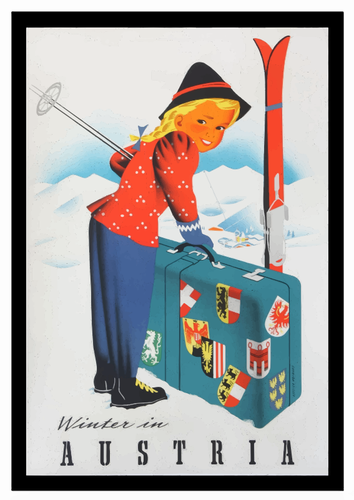 सर्दियों में ऑस्ट्रिया विंटेज यात्रा पोस्टर