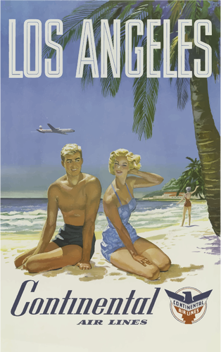Винтажная туристическая плакат для Лос-Анджелес