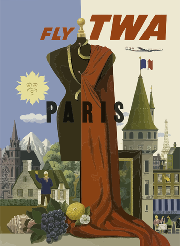 Clip-art vector de vintage Paris viajar cartaz