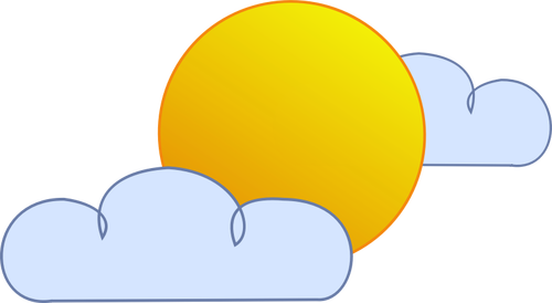 Simbolul albastru şi galben pentru cer parţial înnorat vector miniaturi