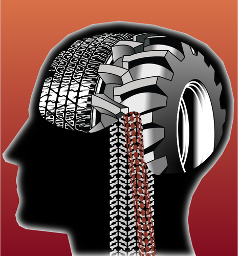 Image vectorielle de couleur de la tête de la pensée masculine.