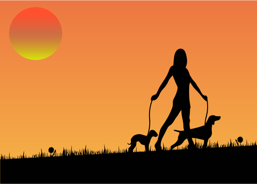 Woman Walking dogs