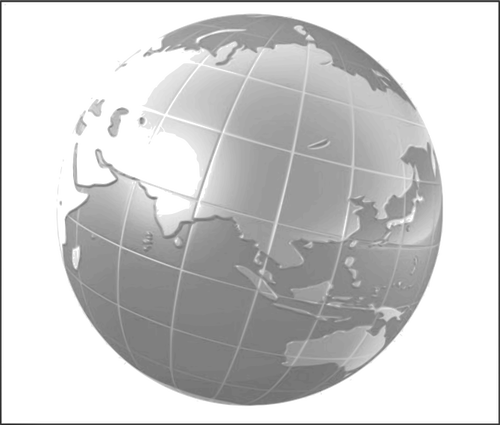 Globo del mundo en gráficos vectoriales de fondo blanco