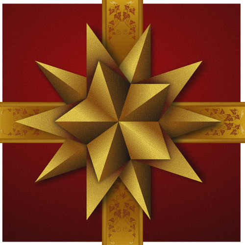 קופסת מתנה לחג המולד עם תמונה כפול דקורטיבי וקטור כוכב הזהב