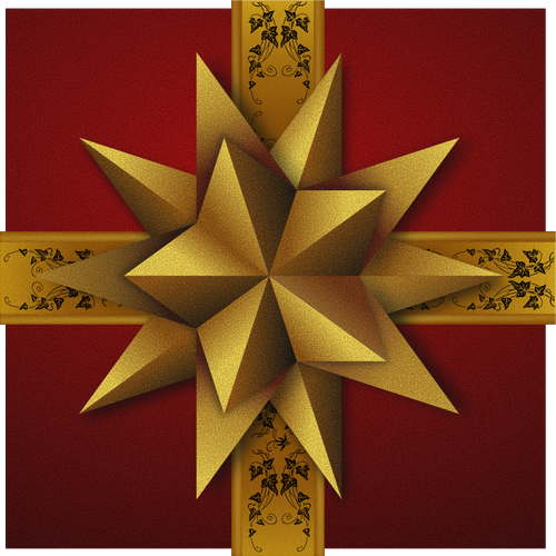 Natal gift box dengan seni klip dekoratif vektor bintang emas