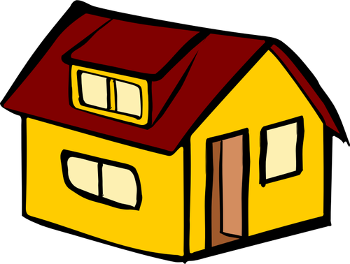 赤い屋根の黄色の戸建住宅のベクトル画像